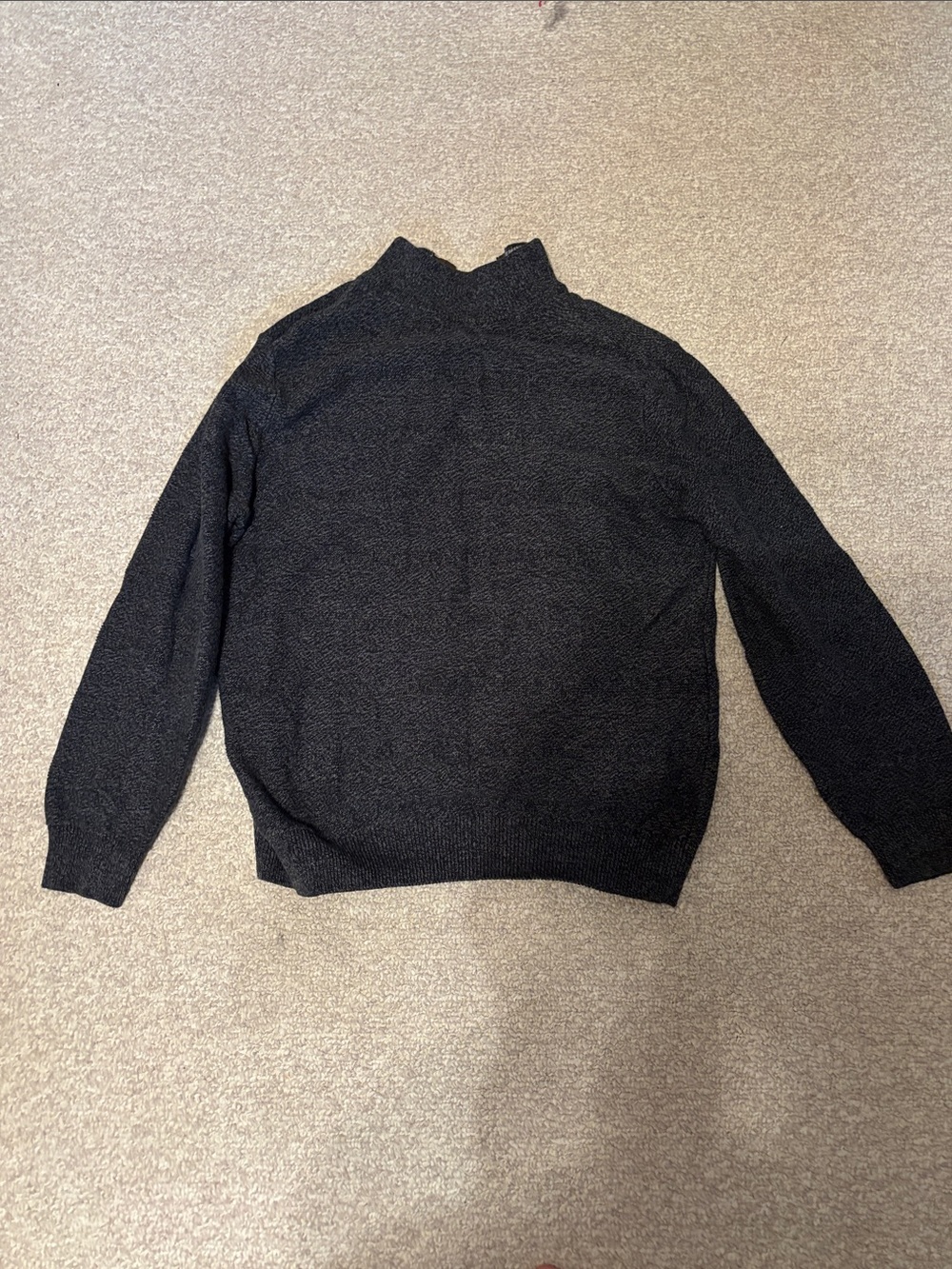 Chaps Charcoal Knit Henley with Brown Trim - Picture 3 of 3